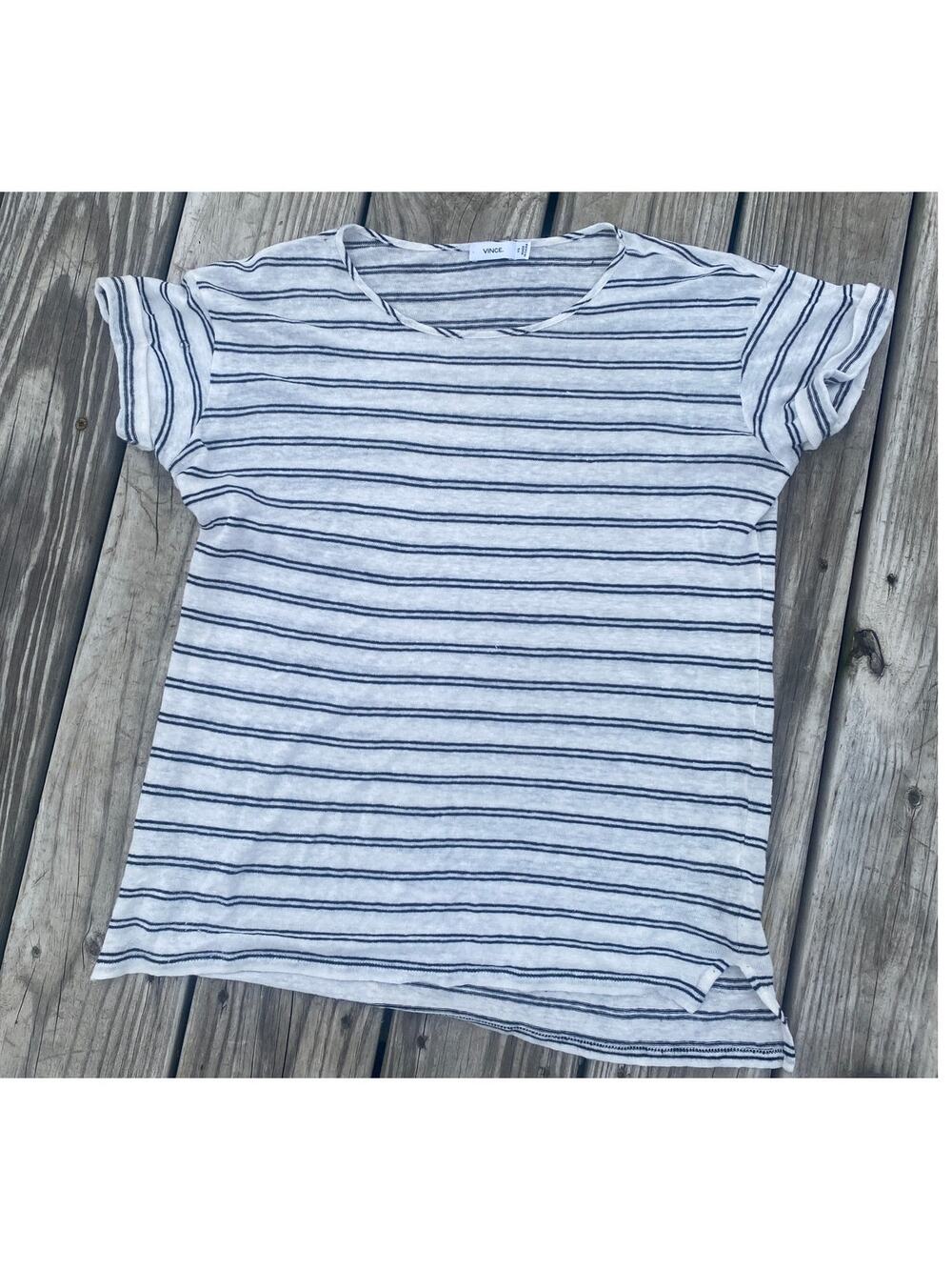 Vince 100% linen shirt, Black and White Stripes, Size XS (oversized)